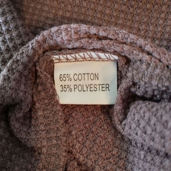 Woman's Waffle Knit Henley Top V-Neck Neutral Brown XL Gorpcore Fall Normcore - Picture 11 of 12